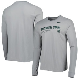 Men's - Michigan State Spartans Nike Team Practice Performance Long Sleeve Gray College Football T-Shirt