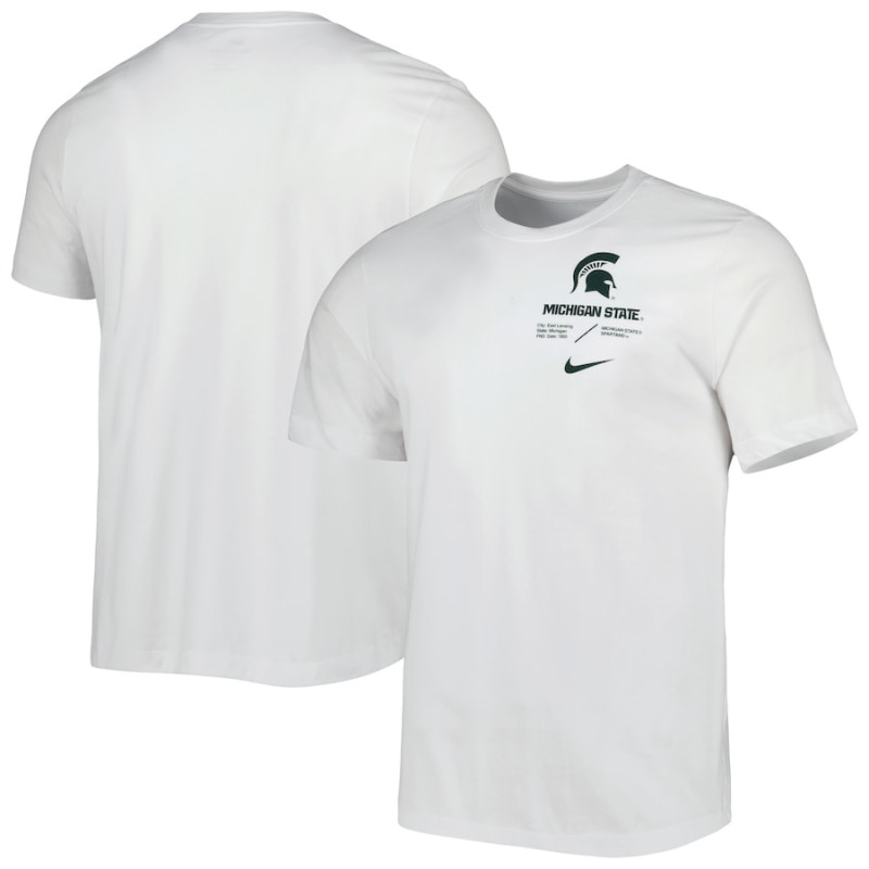 Men's - Michigan State Spartans Nike Team Practice Performance White College Football T-Shirt Men's - Michigan State Spartans Nike Team Practice Performance White College Football T-Shirt
