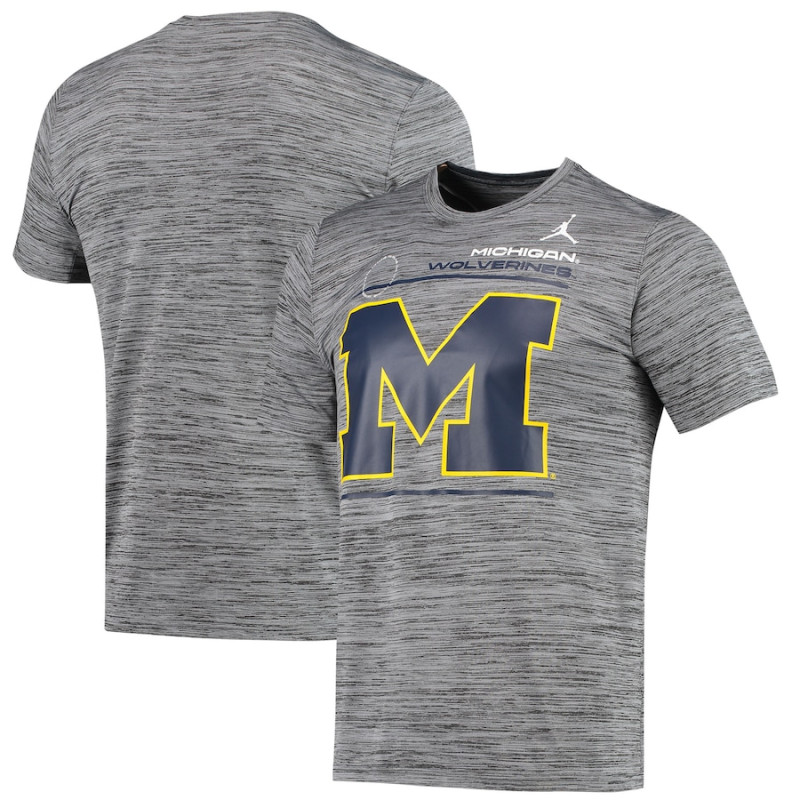 Men's - Michigan Wolverines Jordan Brand 2021 Sideline Velocity Performance Anthracite College Football T-Shirt Men's - Michigan Wolverines Jordan Brand 2021 Sideline Velocity Performance Anthracite College Football T-Shirt