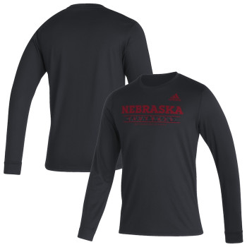 Men's - Nebraska Huskers adidas Sideline Creator Practice AEROREADY Long Sleeve Black College Football T-Shirt