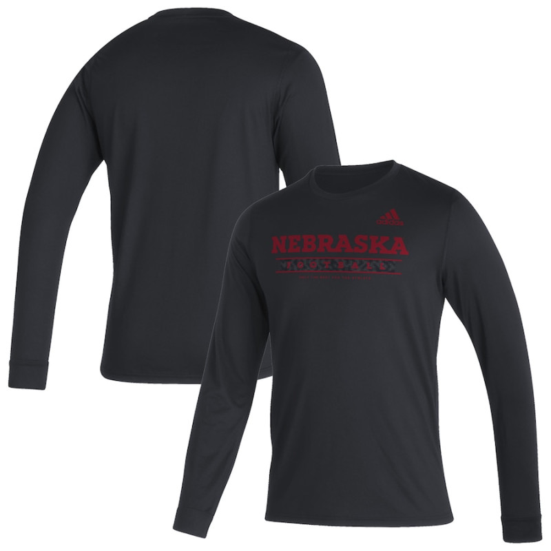 Men's - Nebraska Huskers adidas Sideline Creator Practice AEROREADY Long Sleeve Black College Football T-Shirt Men's - Nebraska Huskers adidas Sideline Creator Practice AEROREADY Long Sleeve Black College Football T-Shirt