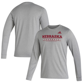 Men's - Nebraska Huskers adidas Sideline Creator Practice AEROREADY Long Sleeve Heathered Gray College Football T-Shirt