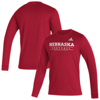 Men's - Nebraska Huskers adidas Sideline Creator Practice AEROREADY Long Sleeve Scarlet College Football T-Shirt