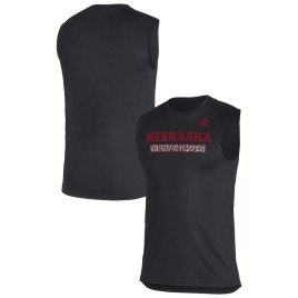 Men's - Nebraska Huskers adidas Sideline Locker Creator AEROREADY Sleeveless Black College Football T-Shirt