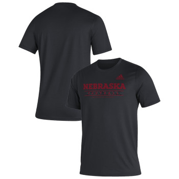 Men's - Nebraska Huskers adidas Sideline Locker Practice Creator AEROREADY Black College Football T-Shirt