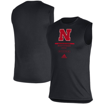 Men's - Nebraska Huskers adidas Sideline Locker Tag AEROREADY Creator Sleeveless Black College Football T-Shirt