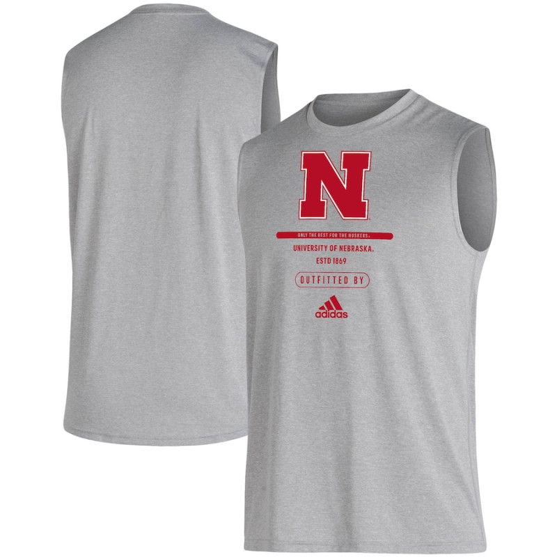 Men's - Nebraska Huskers adidas Sideline Locker Tag AEROREADY Creator Sleeveless Gray College Football T-Shirt Men's - Nebraska Huskers adidas Sideline Locker Tag AEROREADY Creator Sleeveless Gray College Football T-Shirt