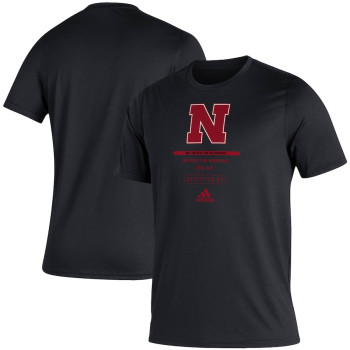 Men's - Nebraska Huskers adidas Sideline Locker Tag Creator AEROREADY Black College Football T-Shirt