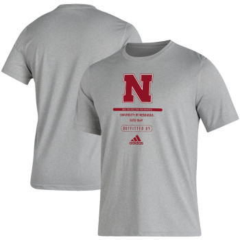 Men's - Nebraska Huskers adidas Sideline Locker Tag Creator AEROREADY Heathered Gray College Football T-Shirt