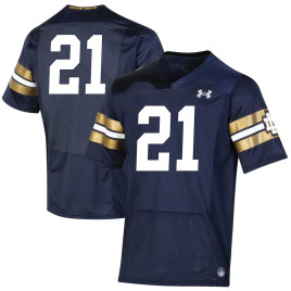 Men's - Notre Dame Fighting Irish Under Armour 2021 Shamrock Series Premier Game Navy College Football Jersey