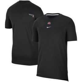 Men's - Ohio State Buckeyes Nike 2021 Sideline Coaches Performance Top - Black College Football T-Shirt Men's - Ohio State Buckeyes Nike 2021 Sideline Coaches Performance Top - Black College Football T-Shirt