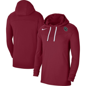 Men's - Oklahoma Sooners Nike Off-Field Performance Long Sleeve Hoodie Crimson College Football T-Shirt