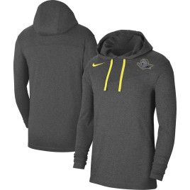 Men's - Oregon Ducks Nike Off-Field Performance Long Sleeve Hoodie Heathered Charcoal College Football T-Shirt