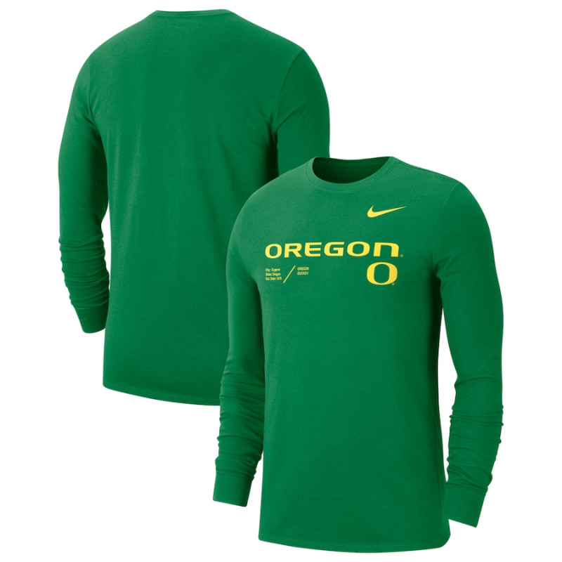 Men's - Oregon Ducks Nike Team Practice Performance Long Sleeve Green College Football T-Shirt Men's - Oregon Ducks Nike Team Practice Performance Long Sleeve Green College Football T-Shirt