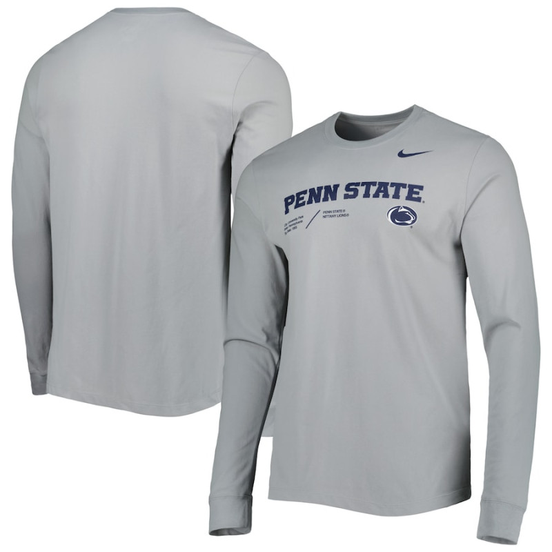 Men's - Penn State Nittany Lions Nike Team Practice Performance Long Sleeve Gray College Football T-Shirt Men's - Penn State Nittany Lions Nike Team Practice Performance Long Sleeve Gray College Football T-Shirt