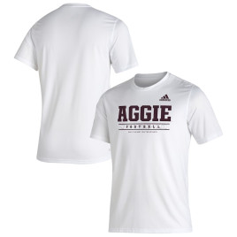 Men's - Texas A&M Aggies adidas Sideline Locker Practice Creator AEROREADY White College Football T-Shirt