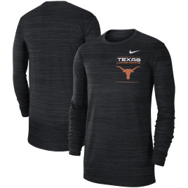 Men's - Texas Longhorns Nike 2021 Sideline Velocity Performance Long Sleeve Black College Football T-Shirt