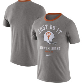 Men's - Texas Longhorns Nike Vault Helmet Tri-Blend Heathered Gray College Football T-Shirt
