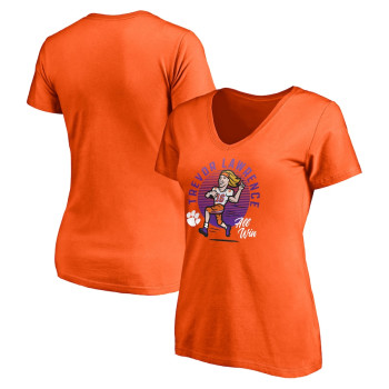 Women's Trevor Lawrence Clemson Tigers Fanatics Branded Caricature V-Neck Orange College Football T-Shirt
