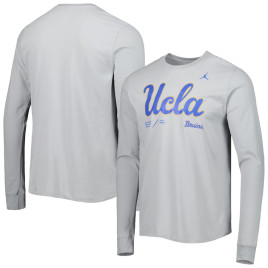 Men's - UCLA Bruins Jordan Brand Team Practice Performance Long Sleeve Gray College Football T-Shirt