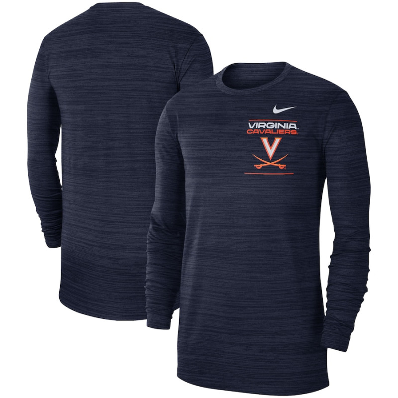 Men's - Virginia Cavaliers Nike 2021 Sideline Velocity Performance Long Sleeve Navy College Football T-Shirt Men's - Virginia Cavaliers Nike 2021 Sideline Velocity Performance Long Sleeve Navy College Football T-Shirt
