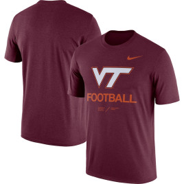 Men's - Virginia Tech Hokies Nike Team Legend Heathered Maroon College Football T-Shirt