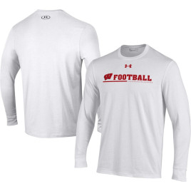 Men's - Wisconsin Badgers Under Armour 2022 Sideline Long Sleeve White College Football T-Shirt