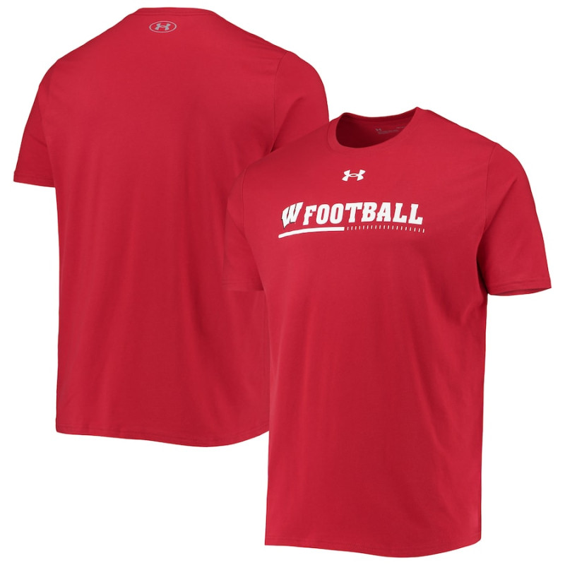Men's - Wisconsin Badgers Under Armour 2022 Sideline Performance Cotton Red College Football T-Shirt Men's - Wisconsin Badgers Under Armour 2022 Sideline Performance Cotton Red College Football T-Shirt