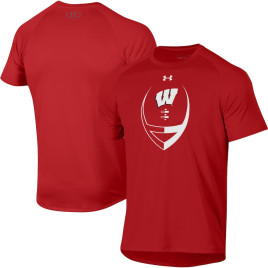 Men's - Wisconsin Badgers Under Armour Icon Raglan Red College Football T-Shirt