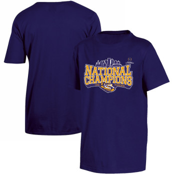 Youth LSU Tigers Playoff 2019 National Champions Purple College Football T-Shirt